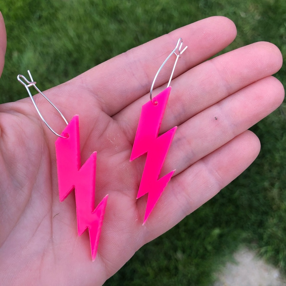 Lightning Bolt Dangle Acrylic Earrings